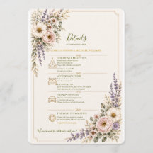 Elegant Vildblomma Bröllopsdetaljkort