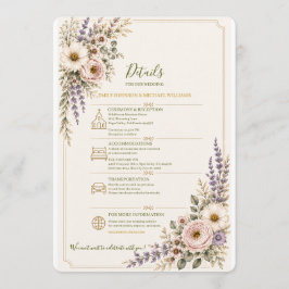 Elegant Vildblomma Bröllopsdetaljkort Inbjudningar