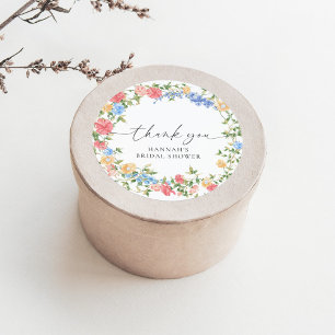 Elegant Vildblomma Bröllopsdusch Tack Föräring Runt Klistermärke