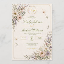 Elegant vildblomma bröllopsinbjudan