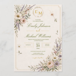 Elegant vildblomma bröllopsinbjudan inbjudningar