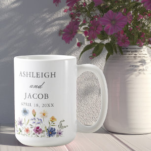 Elegant vildblomma Bröllopsjubileum Anpassad Kaffemugg