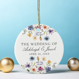 Elegant vildblomma bröllopskryddad jul julgransprydnad keramik