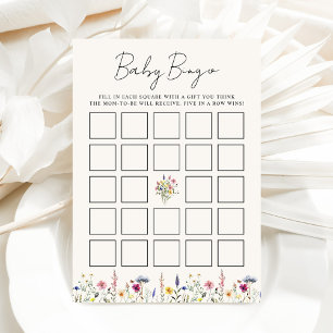 Elegant Vildblomma Crème Baby Shower Bingo Kort