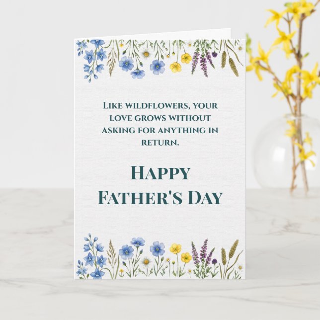 Elegant vildblomma fars dag pappa  kort (Gul blomma)
