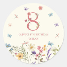 Elegant vildblomma fjäril 8-års födelsedagsfest