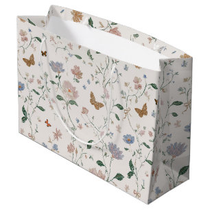 Elegant Vildblomma & Fjäril Toile-De-Jouy
