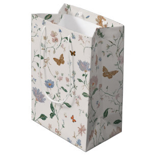 Elegant Vildblomma & Fjäril Toile-De-Jouy 