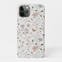 Elegant vildblomma & fjäril Toile-De-Jouy 