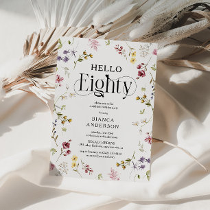 Elegant vildblomma 'Hello Eighty' 80-årsdag Inbjudningar