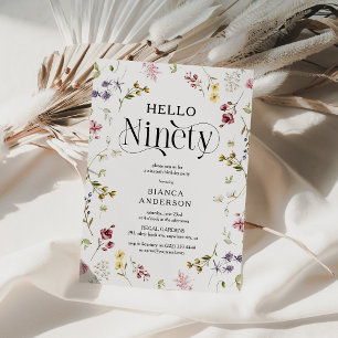 Elegant vildblomma 'Hello Ninety' 90-årsdag Inbjudningar