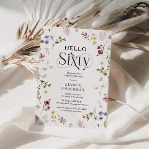 Elegant vildblomma 'Hello Sixty' 60-årsdag Inbjudningar
