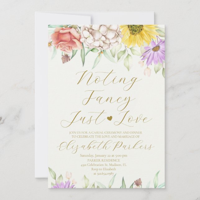 Elegant Vildblomma Inget Tjälligt Bara Kärlek  Inbjudningar (Framsida)