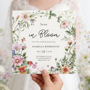 Elegant vildblomma kärlek i blom Bröllopsdusch Inbjudningar
