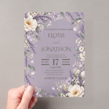 Elegant vildblomma klar akryl bröllopsinbjudan