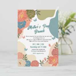 Elegant vildblomma morsdagsbrunch-inbjudan  inbjudningar