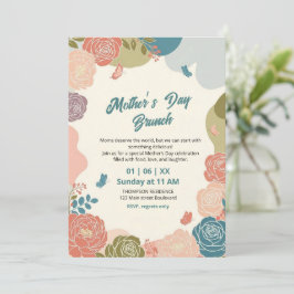Elegant vildblomma morsdagsbrunch-inbjudan  inbjudningar
