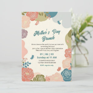 Elegant vildblomma morsdagsbrunch-inbjudan inbjudningar