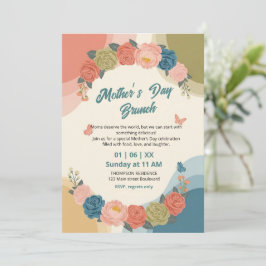 Elegant vildblomma morsdagsbrunch-inbjudan  inbjudningar