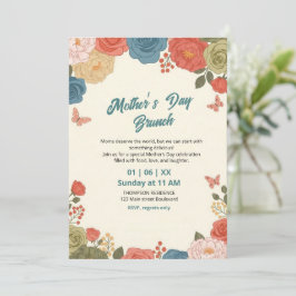 Elegant vildblomma morsdagsbrunch-inbjudan  inbjudningar