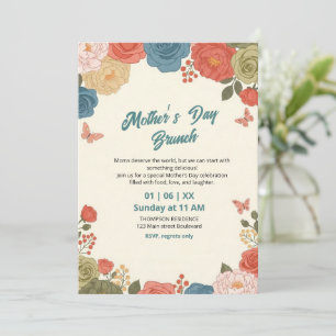 Elegant vildblomma morsdagsbrunch-inbjudan inbjudningar