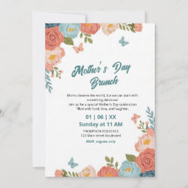 Elegant vildblomma morsdagsbrunch-inbjudan  inbjudningar