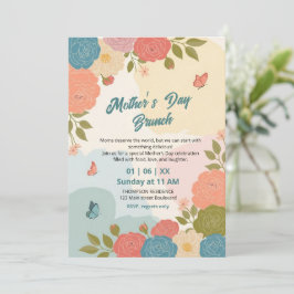 Elegant vildblomma morsdagsbrunch-inbjudan  inbjudningar