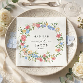Elegant Vildblomma Personligt Bröllop Pappersservett