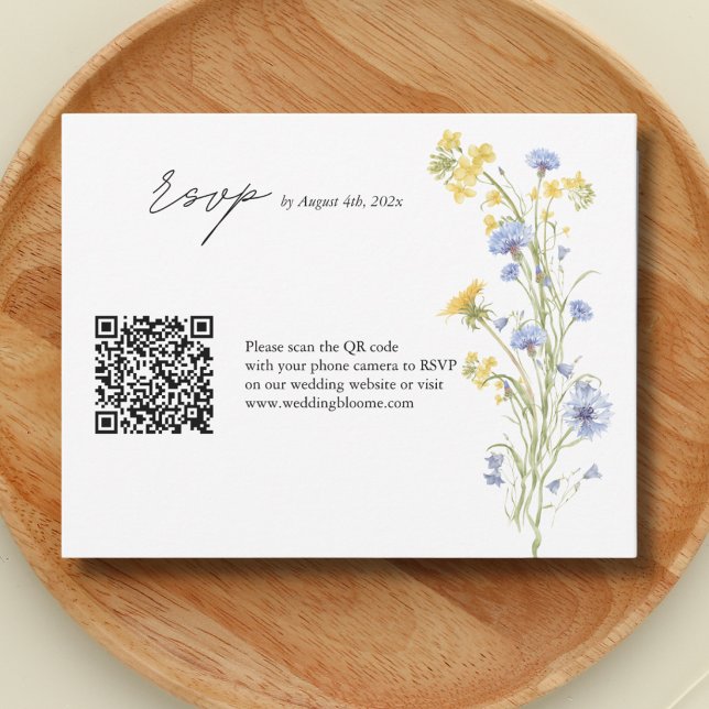 Elegant vildblomma QR-kod bröllops RSVP-kort OSA Kort (Skapare uppladdad)
