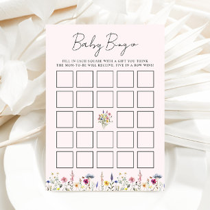 Elegant Vildblomma Rosa Baby Shower Bingo Kort