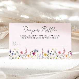 Elegant vildblomma rosa baby shower blöja lotteri tilläggskort