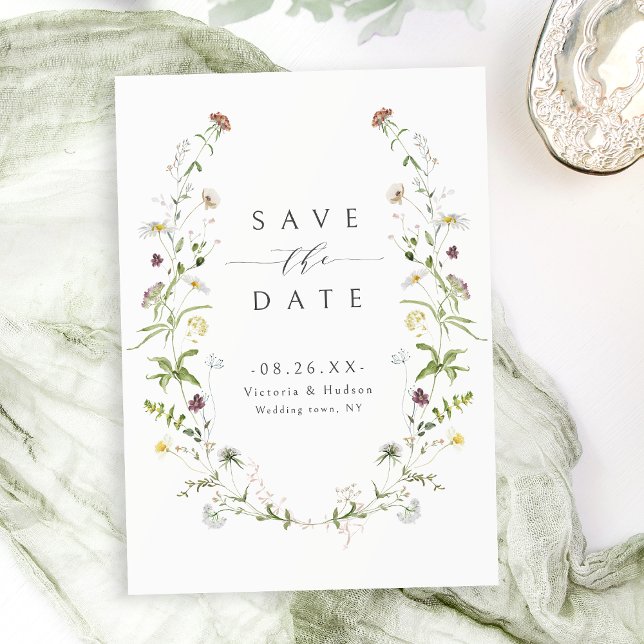 Elegant vildblomma rustic boho bröllop  spara datumet (Elegant Wildflower Rustic Boho Wedding Save The Date)