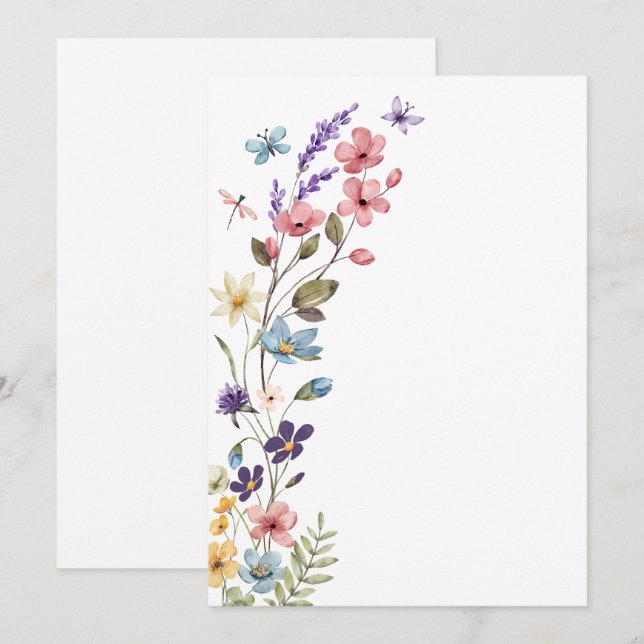 Elegant Vildblomma Vår Sommar Blank Bröllop Inbjudningar (Fram/baksida)