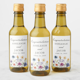 Elegant vildblomma vårbröllop anpassad mini vinetikett