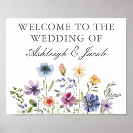 Elegant Vildblomma Vårbröllop Anpassad Välkomstsky Poster
