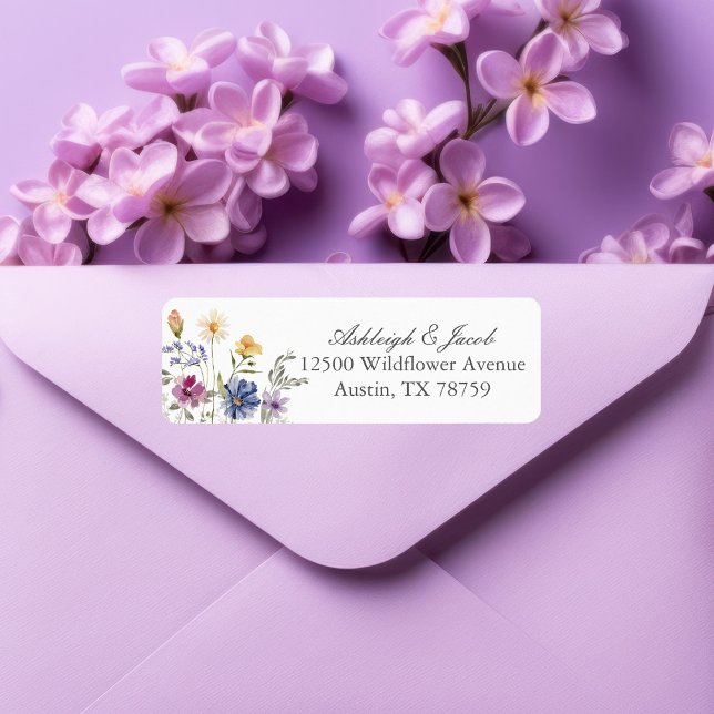 Elegant vildblomma vårbröllop returadress etikett (Skapare uppladdad)