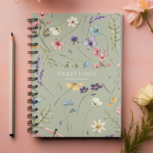 Elegant Vildblomma Vilda Blommor Blommig Anpassad Anteckningsbok