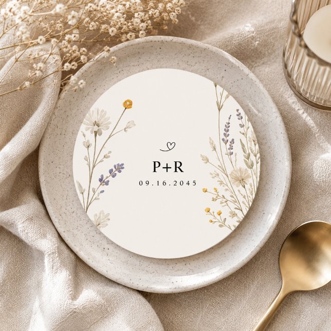 Elegant vildblommabröllop  runt klistermärke (Skapare uppladdad)