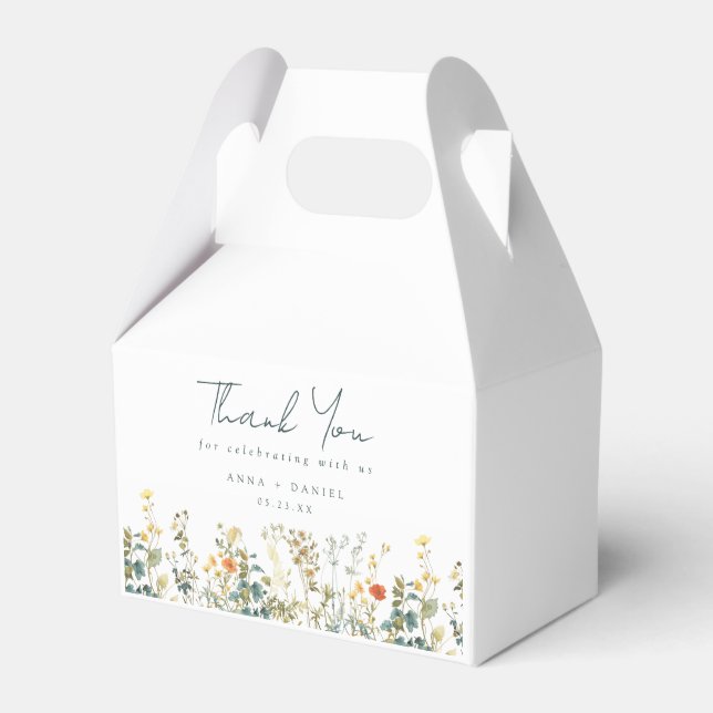 Elegant Vildblommabryllop Presentaskar (Framsidan Sidan)
