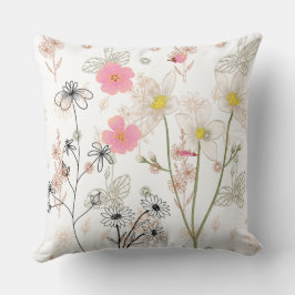 Elegant vildblommaskydd – minimalistisk flora kudde