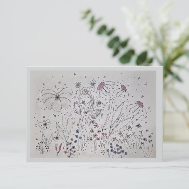 Elegant Vildblommeäng Bröllop RSVP-kort OSA Kort (Stående Fram)