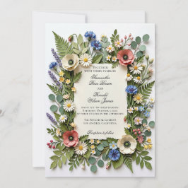 Elegant vildblommig trädgårdsbröllopsinbjudan inbjudningar