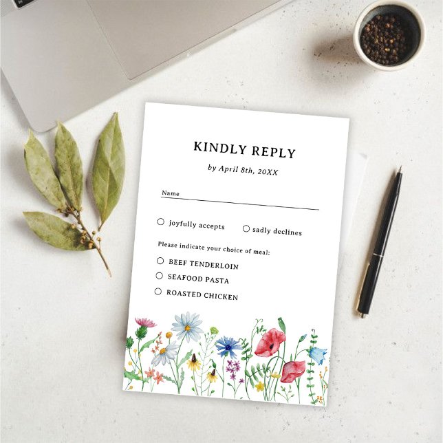 Elegant Vildblommor Bröllop RSVP-kort OSA Kort (Skapare uppladdad)