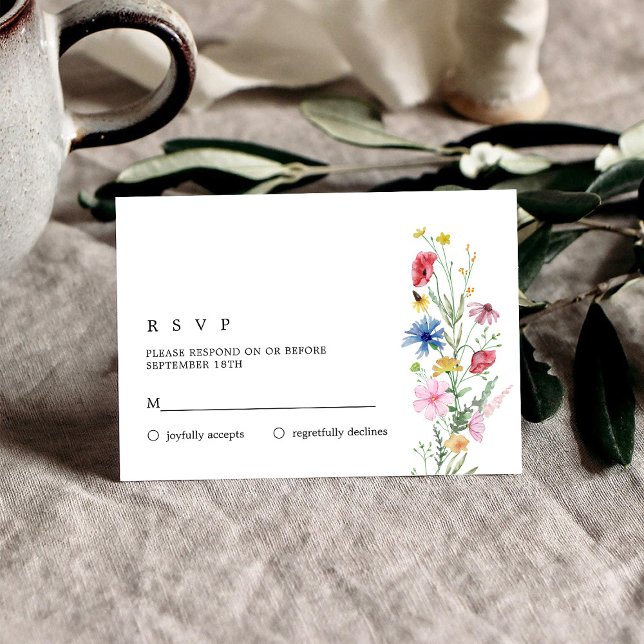 Elegant Vildblommor Bröllop RSVP OSA Kort (Skapare uppladdad)