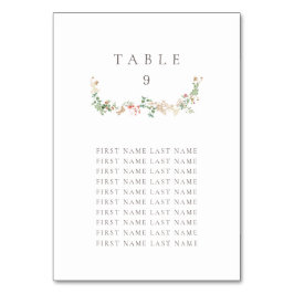 Elegant vildbloms bordskort m/ namn