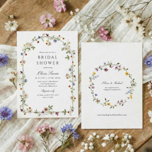 Elegant vildblomsbåge trädgård bröllopsdusch inbjudningar