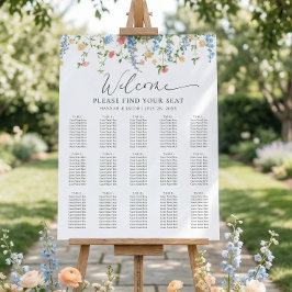 Elegant vildblomsbröllop - sittplatskarta affisch