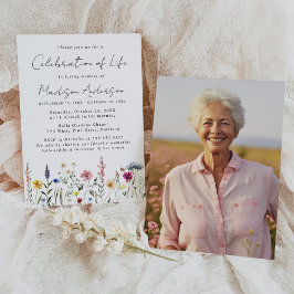 Elegant Vildblomsfoto Livs firande Inbjudningar