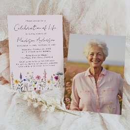 Elegant Vildblomsfoto Livs firande Inbjudningar