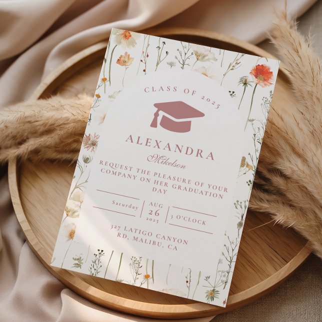 Elegant vildblomsstudentfirande inbjudningar (Skapare uppladdad)